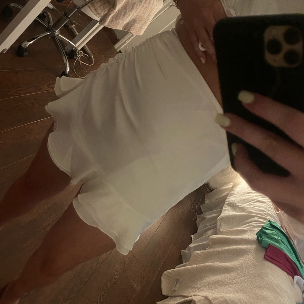White satin ruffle skirt!